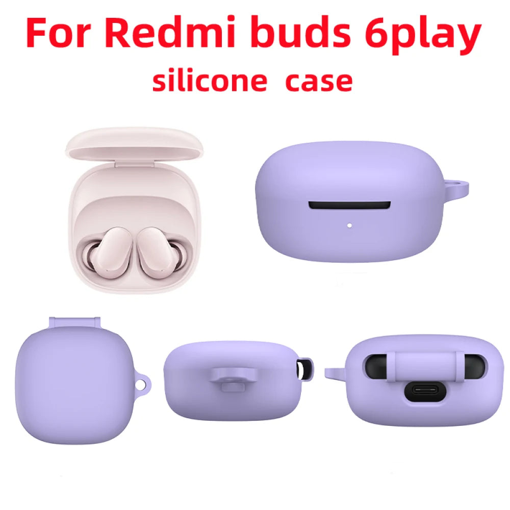 Protective Cover Case for Redmi Buds6 Play Earphone Case Silicone Soft Case Shockproof Shell Case Protective Sleeve with Hook