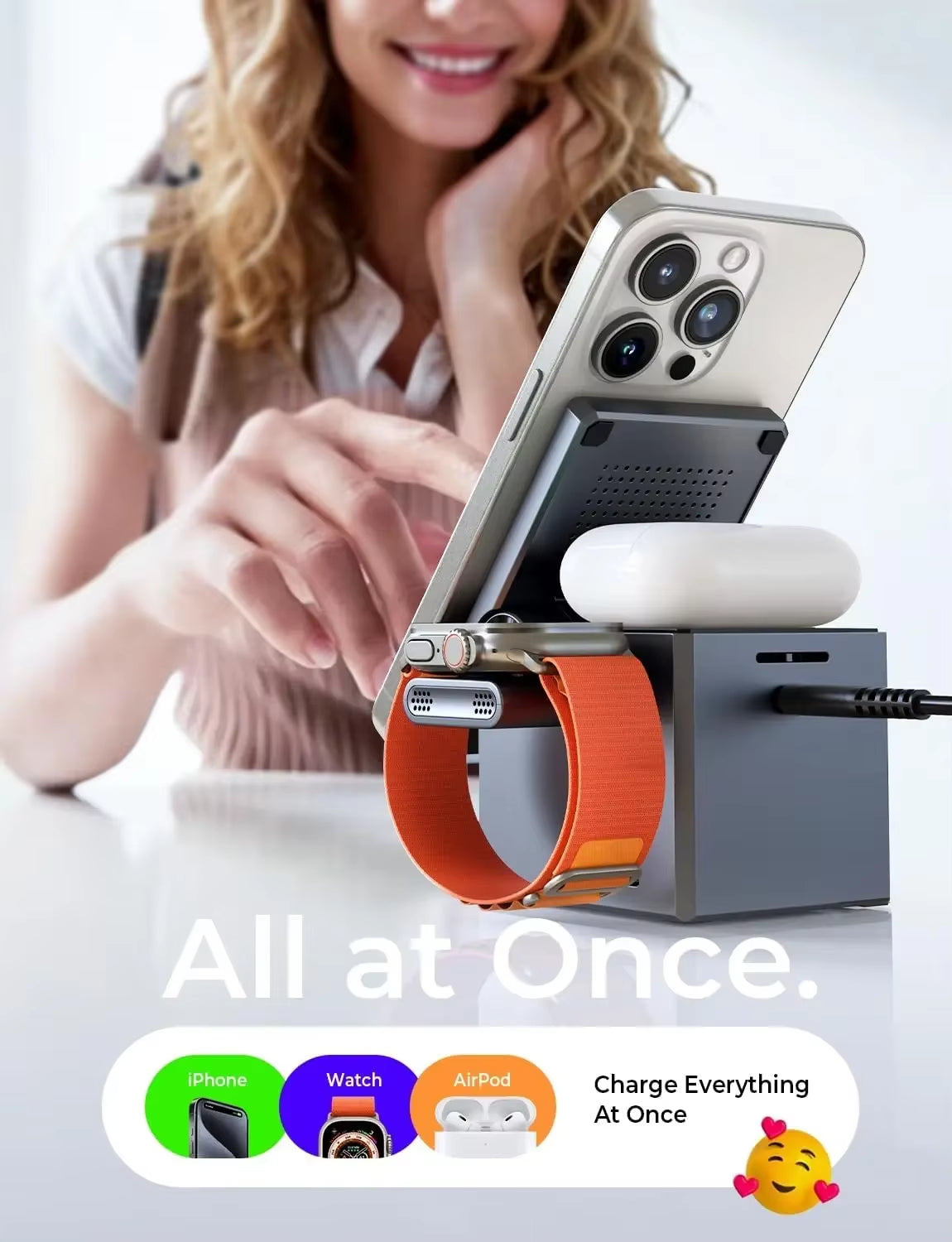 3 in 1 Charging Station for Multiple Devices 