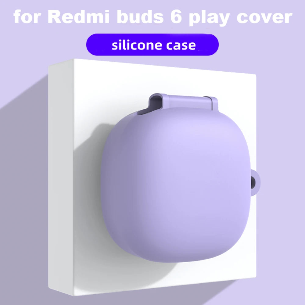 Protective Cover Case for Redmi Buds6 Play Earphone Case Silicone Soft Case Shockproof Shell Case Protective Sleeve with Hook