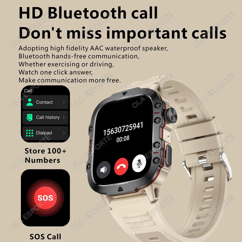 Men's Smartwatch - Flashlight, Bluetooth, Call, Fitness, Clock - IP68 Waterproof Sports Men for Android IOS Smart Watch 2025 New