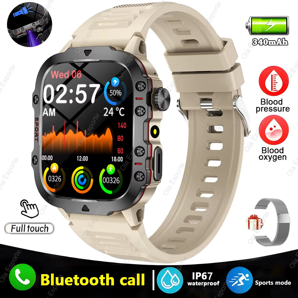 Men's Smartwatch - Flashlight, Bluetooth, Call, Fitness, Clock - IP68 Waterproof Sports Men for Android IOS Smart Watch 2025 New