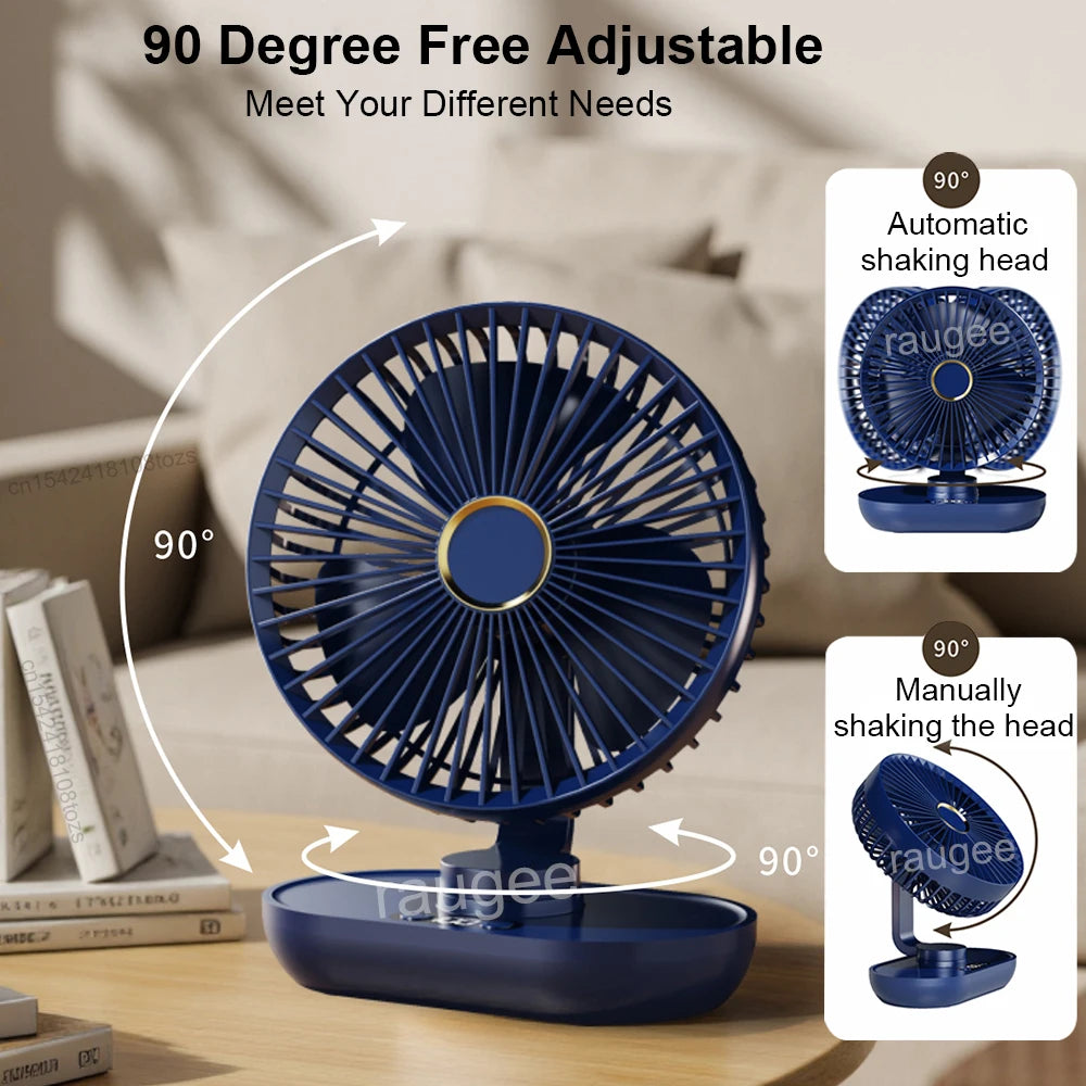 Desk Fan Mini Portable Desktop Fan Air Circulator Electric Fan USB Rechargeable Small Table Fan Desk Fan with Digital Display