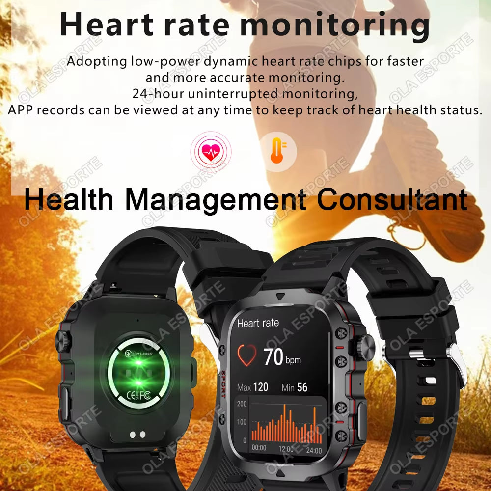 Men's Smartwatch - Flashlight, Bluetooth, Call, Fitness, Clock - IP68 Waterproof Sports Men for Android IOS Smart Watch 2025 New