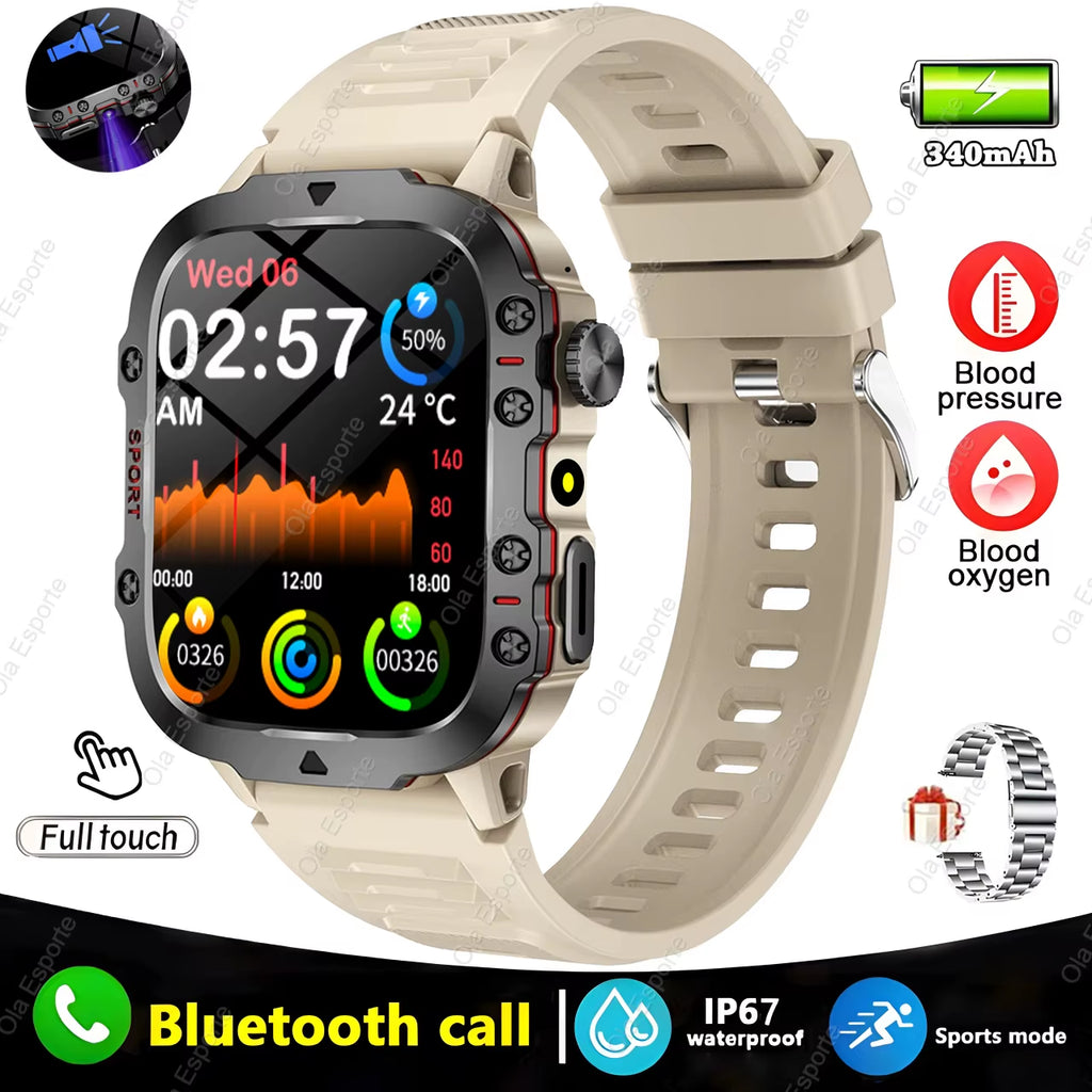 Men's Smartwatch - Flashlight, Bluetooth, Call, Fitness, Clock - IP68 Waterproof Sports Men for Android IOS Smart Watch 2025 New