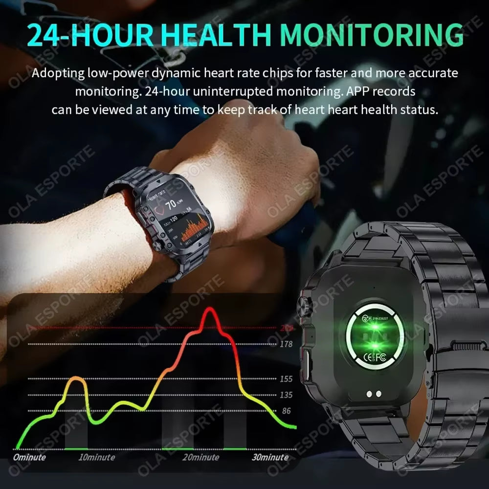 Men's Smartwatch - Flashlight, Bluetooth, Call, Fitness, Clock - IP68 Waterproof Sports Men for Android IOS Smart Watch 2025 New