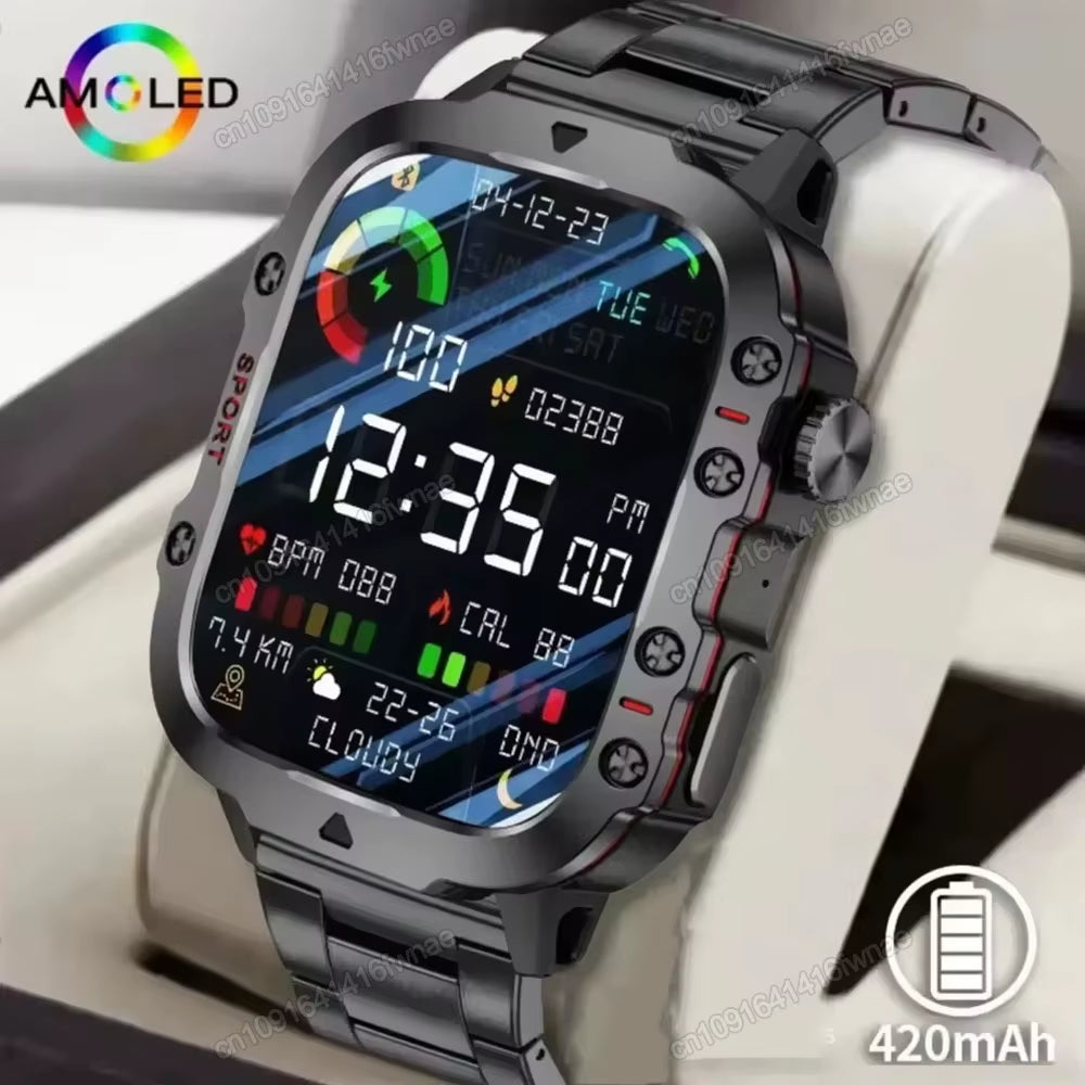 Men's Smartwatch - Flashlight, Bluetooth, Call, Fitness, Clock - IP68 Waterproof Sports Men for Android IOS Smart Watch 2025 New